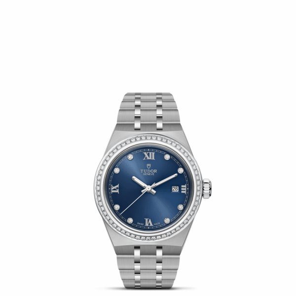 TUDOR Royal Boîtier en acier 28 mm Lunette en acier sertie de 60 diamants Cadran serti de diamants