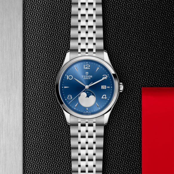 TUDOR 1926 Luna Boîtier en acier 39 mm Indicateur des phases de la lune Bracelet en acier Cadran bleu satiné – Image 4