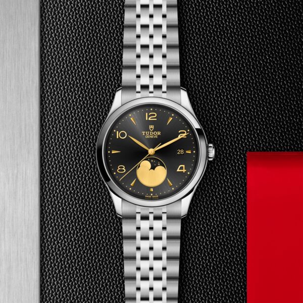 TUDOR 1926 Luna Boîtier en acier 39 mm Indicateur des phases de la lune Bracelet en acier Cadran noir satiné – Image 4