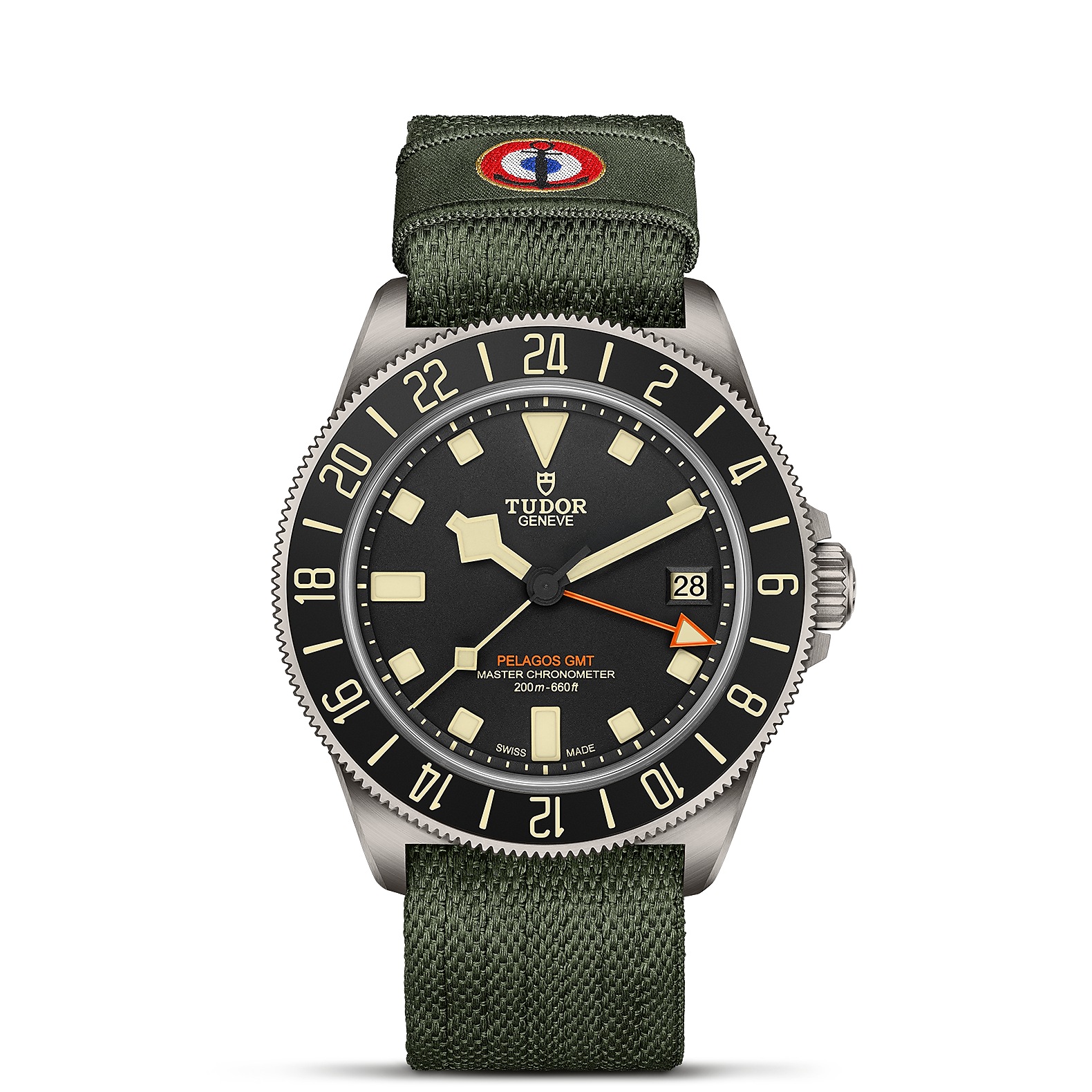TUDOR Pelagos FXD GMT Zulu Time Boîtier en titane 42 mm Bracelet en tissu vert