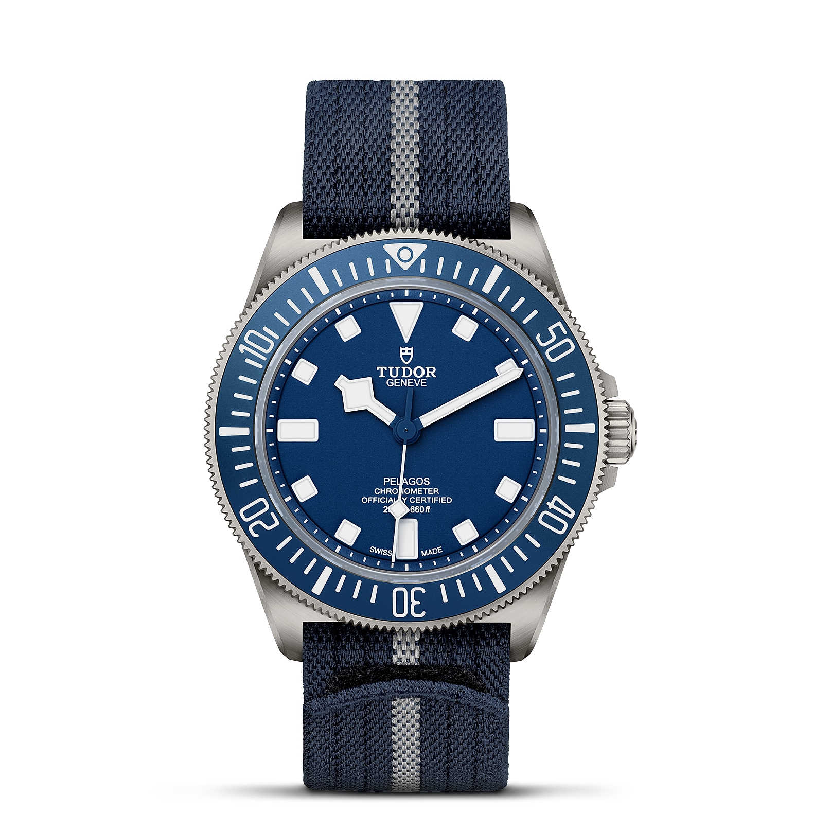 TUDOR Pelagos FXD Boîtier en titane 42 mm Lunette tournante bidirectionnelle Bracelet en tissu bleu marine