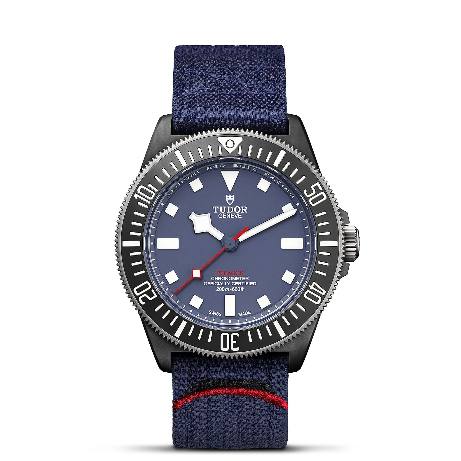 TUDOR Pelagos FXD Lunette en titane avec disque en composite de carbone noir Bracelet en tissu bleu
