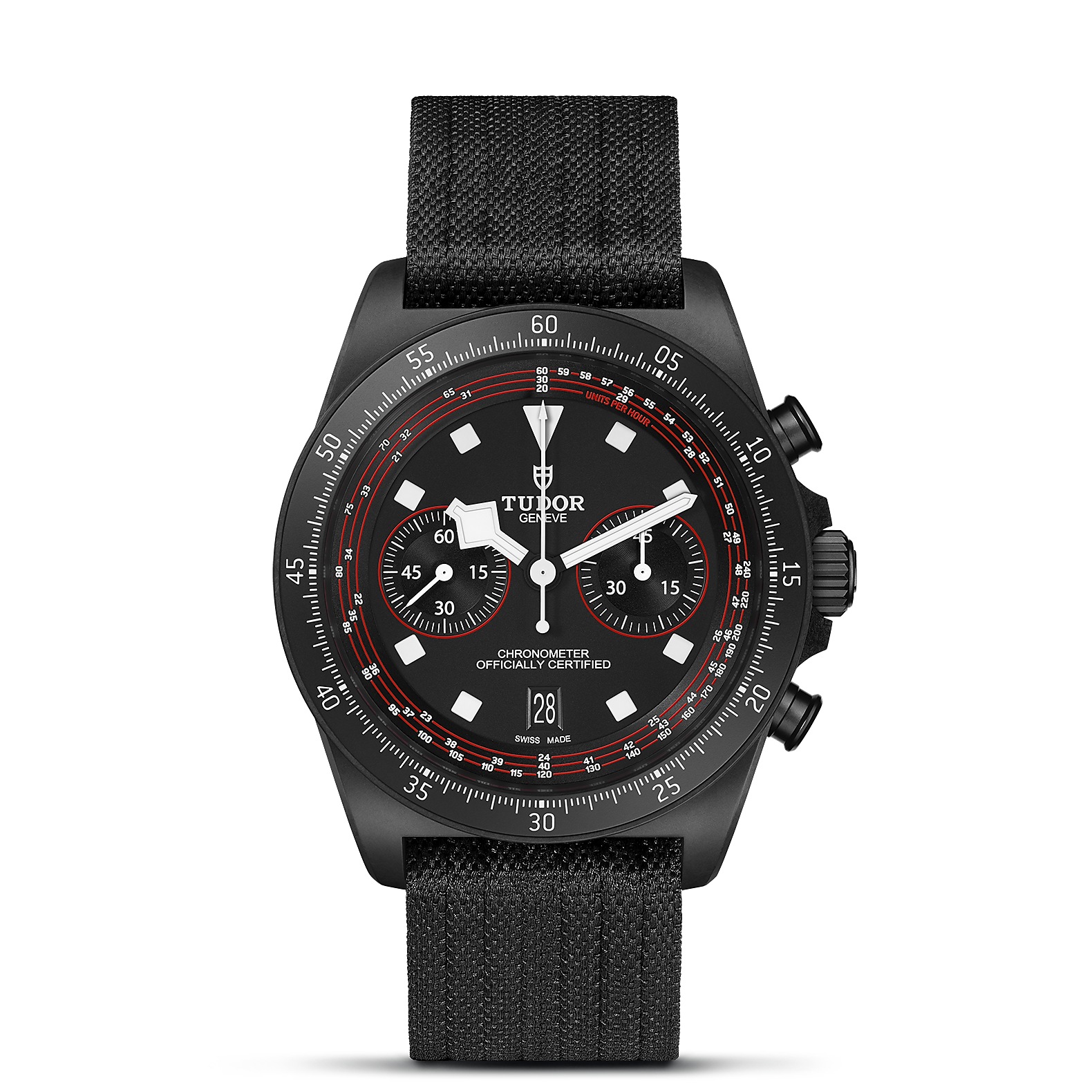 TUDOR Pelagos FXD Chrono Cycling Edition Boîtier 43 mm en composite de carbone Bracelet en tissu noir