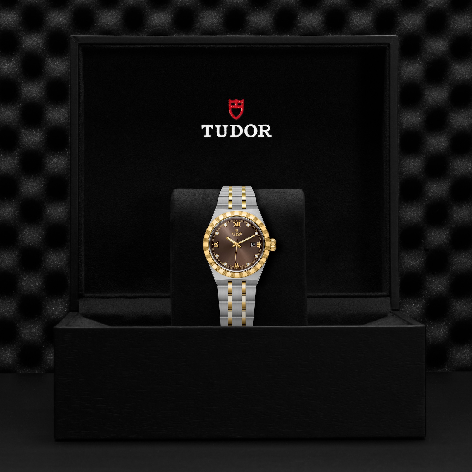 TUDOR Royal Boîtier en acier 28 mm Cadran chocolat serti de diamants – Image 2