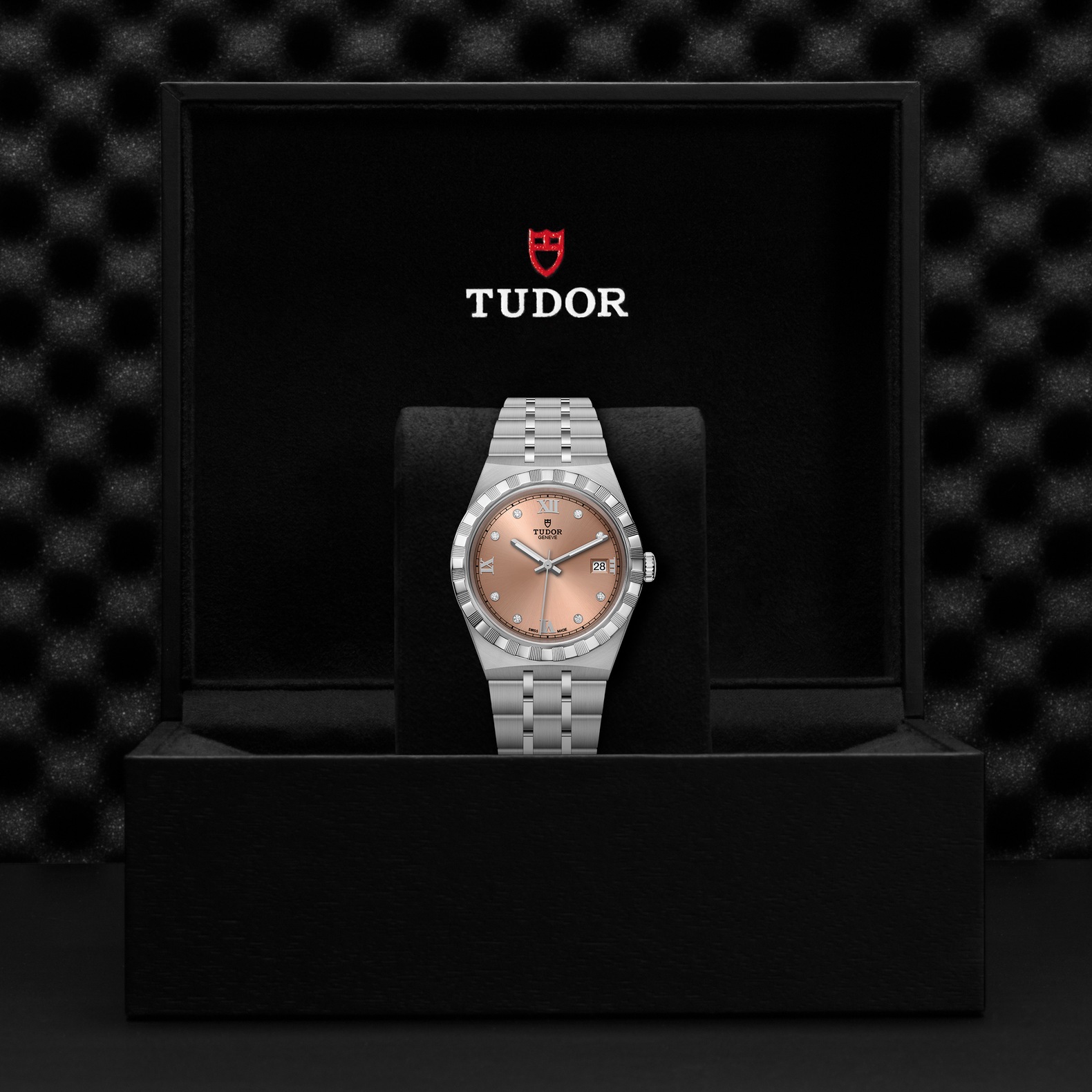 TUDOR Royal Boîtier en acier 38 mm Cadran saumon serti de diamants – Image 2