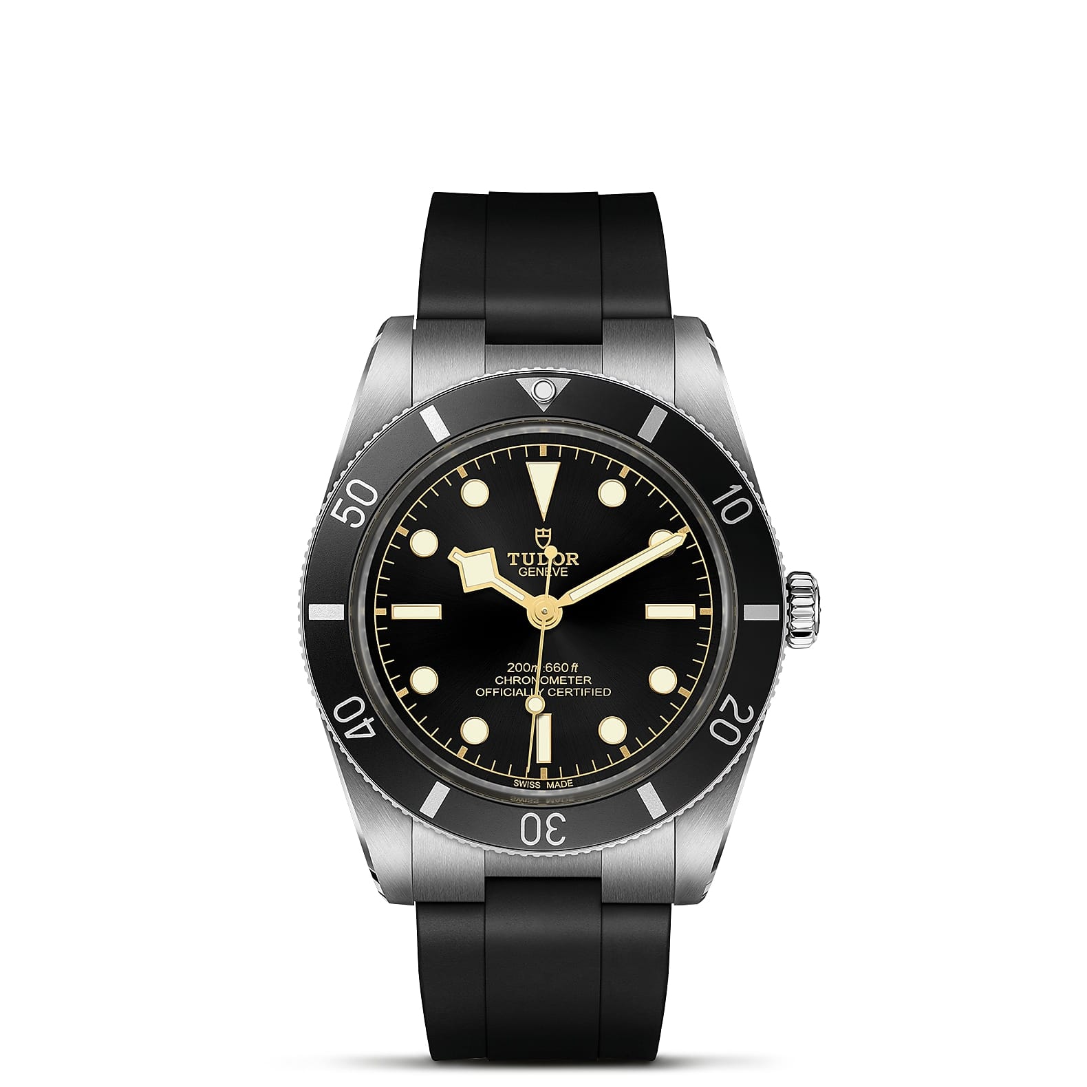 TUDOR Black Bay 54 Boîtier en acier 37 mm finition polie et satinée Bracelet en caoutchouc noir