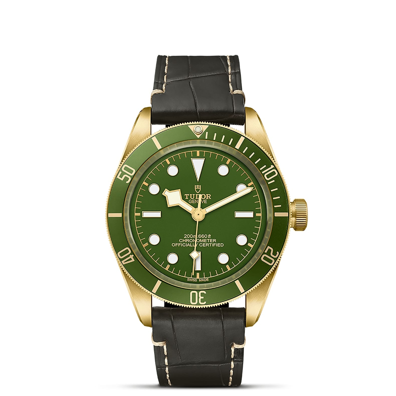 TUDOR Black Bay 58 18K Boîtier en or jaune 39 mm Bracelet en cuir alligator brun