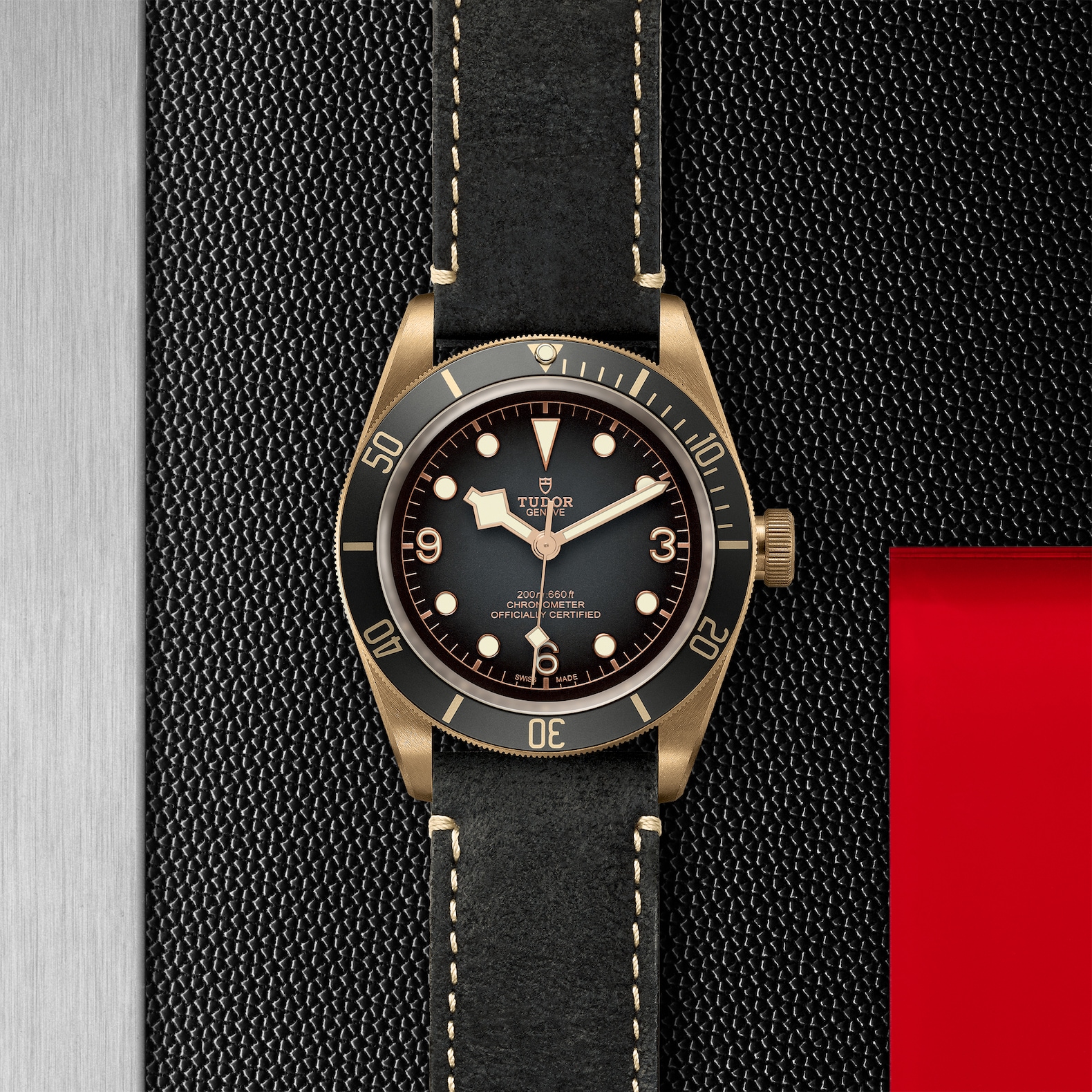 TUDOR Black Bay Bronze Boîtier en bronze 43 mm Bracelet en cuir noir Cadran Gris ardoise – Image 4