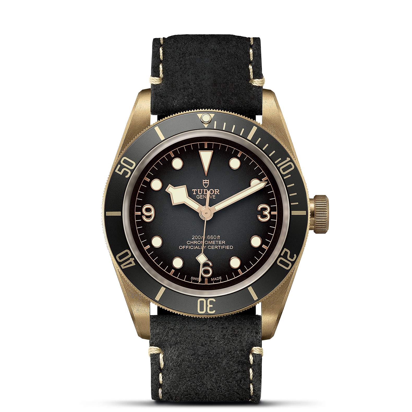 TUDOR Black Bay Bronze Boîtier en bronze 43 mm Bracelet en cuir noir Cadran Gris ardoise