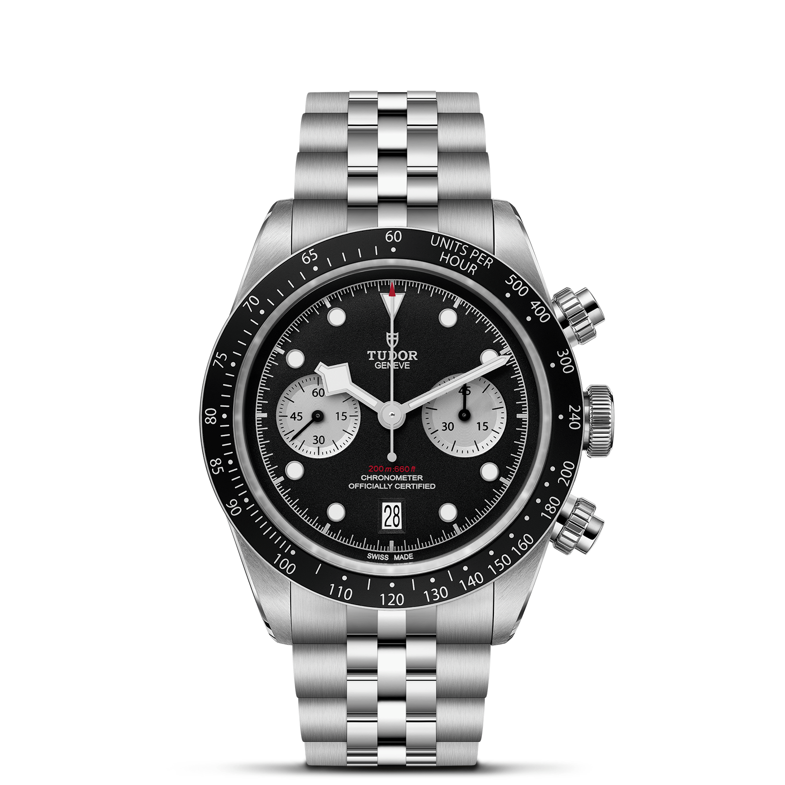 TUDOR Black Bay Chrono Boîtier en acier 41 mm Cadran Noir Bracelet en acier cinq mailles