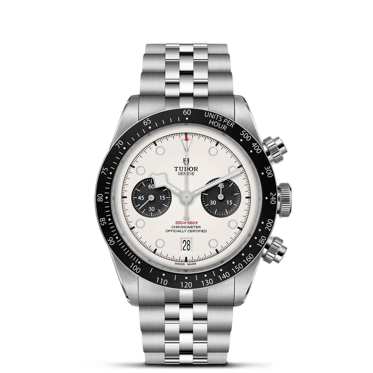 TUDOR Black Bay Chrono Boîtier en acier 41 mm Cadran Opalin Bracelet en acier cinq mailles