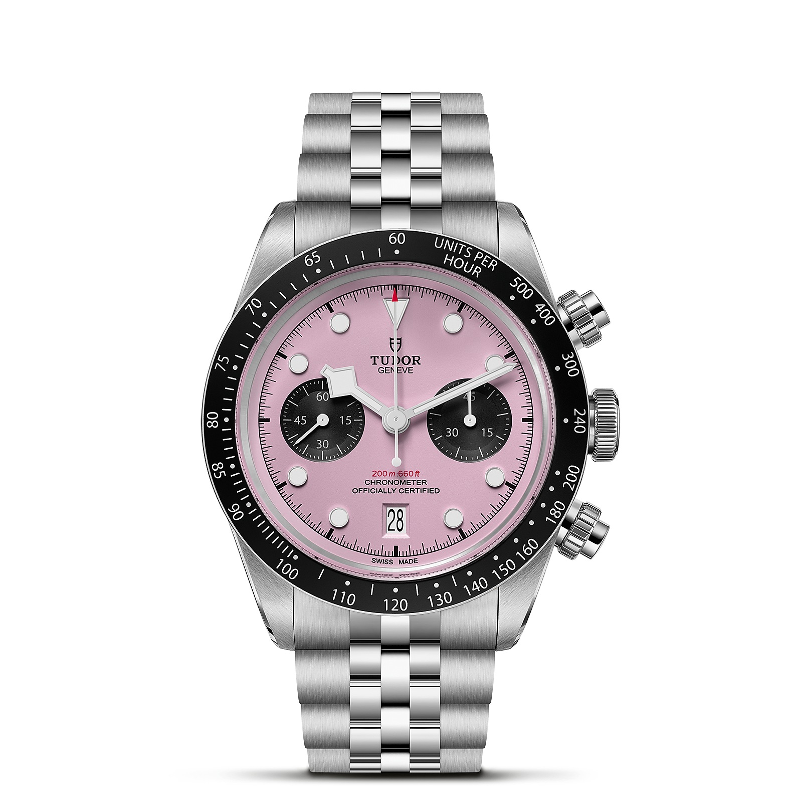 TUDOR Black Bay Chrono Boîtier en acier 41 mm Cadran rose Bracelet en acier
