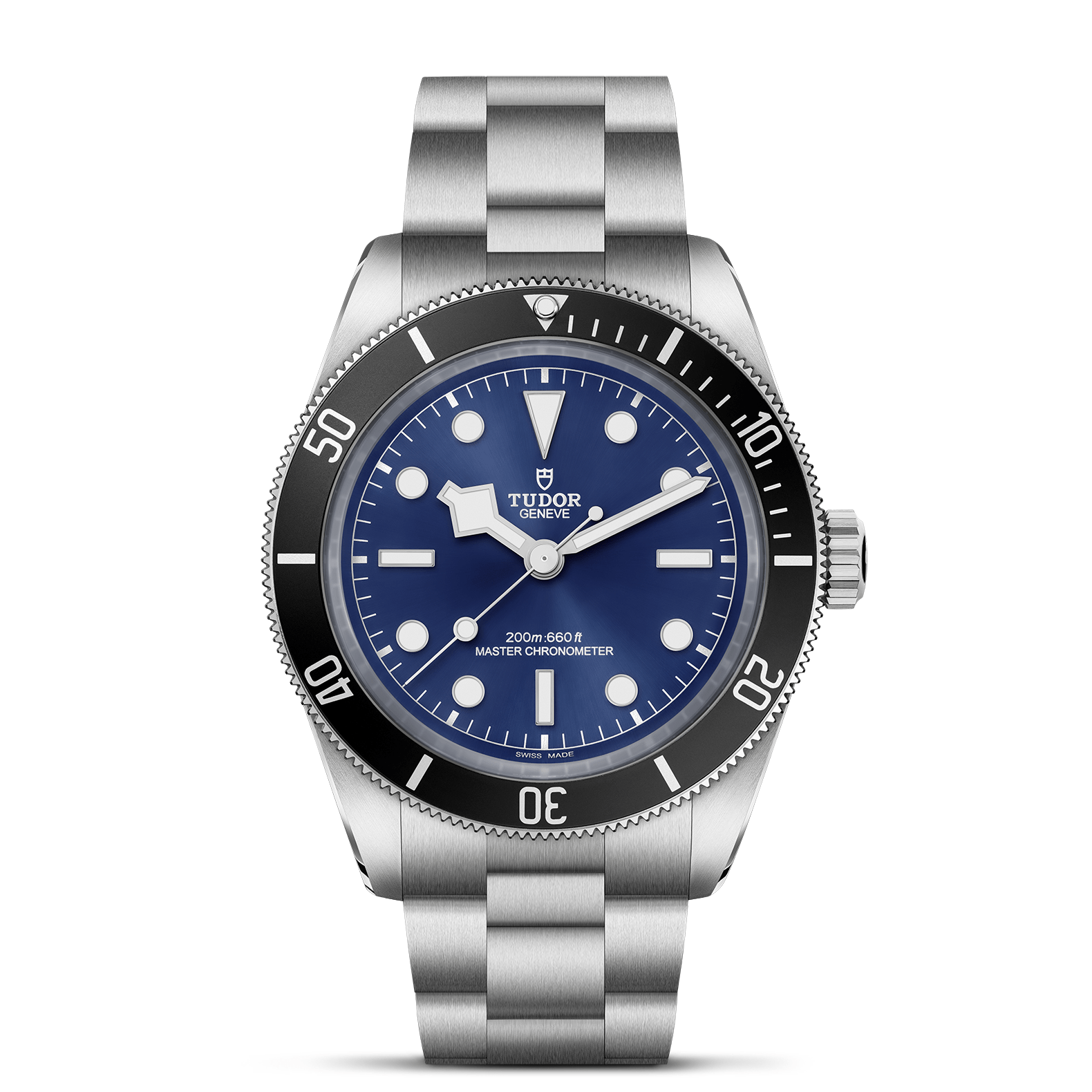 TUDOR Black Bay 68 Boîtier en acier 43 mm Cadran Bleu TUDOR soleillé Bracelet en acier à trois mailles