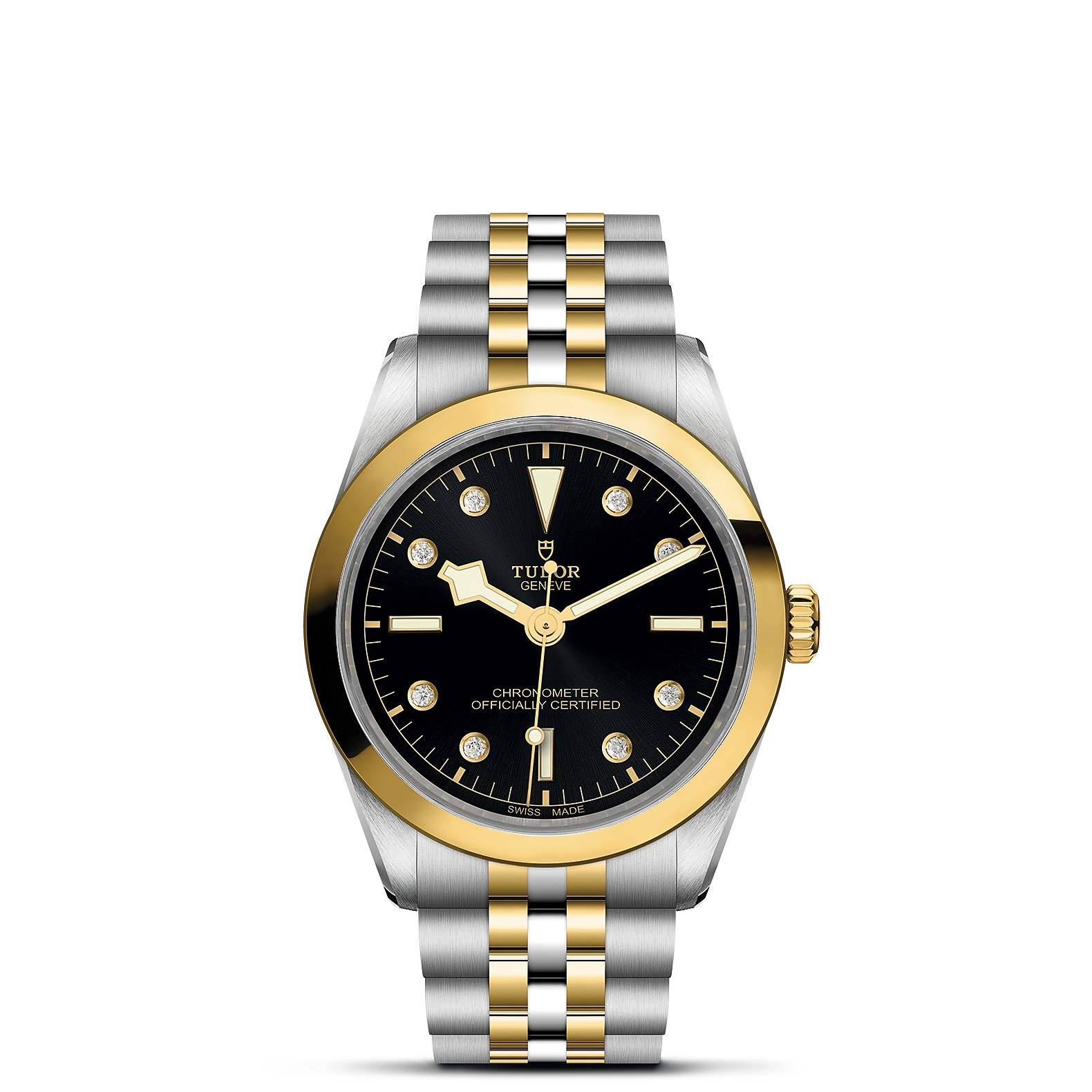 TUDOR Black Bay 36 S&G Boîtier en acier 36 mm Bracelet en acier et or jaune Cadran Noir avec index diamants