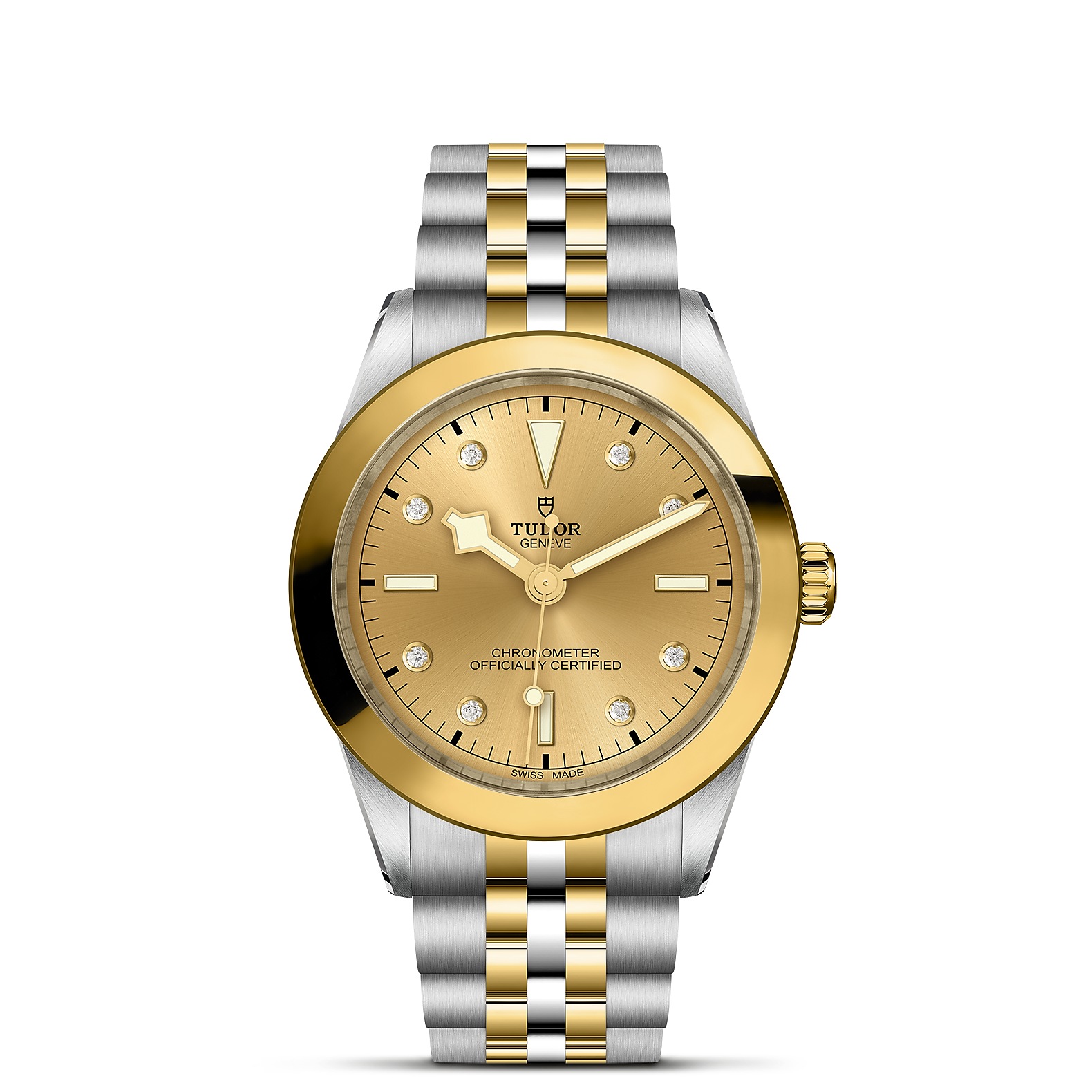 TUDOR Black Bay 39 S&G Boîtier en acier 39 mm Bracelet en acier et or jaune Cadran Champagne avec index diamants