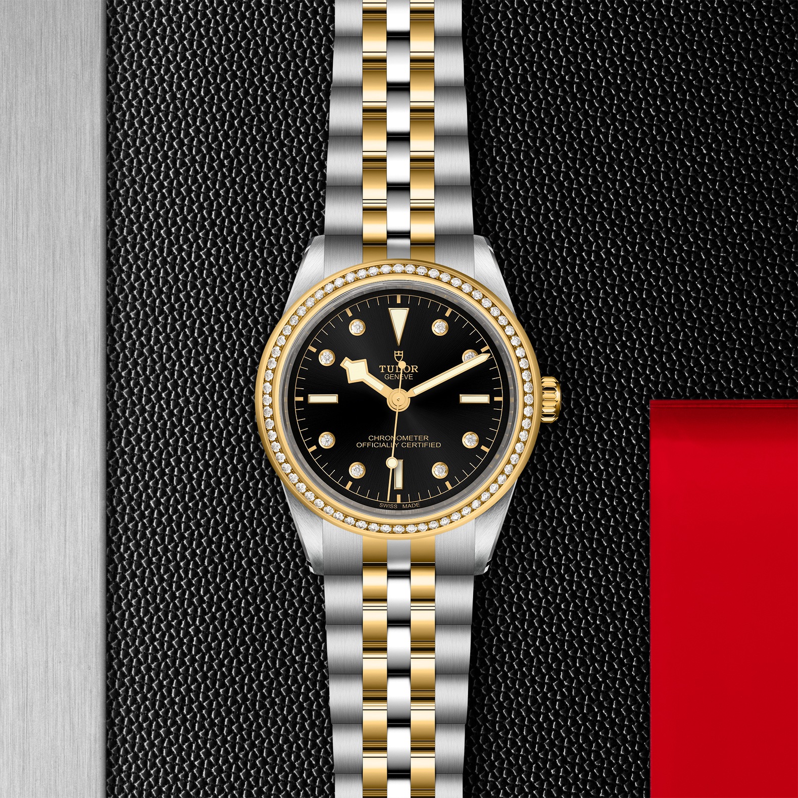 TUDOR Black Bay 39 S&G Boîtier en acier 39 mm Bracelet en acier et or jaune Lunette sertie de diamants Cadran Noir avec index diamants – Image 4