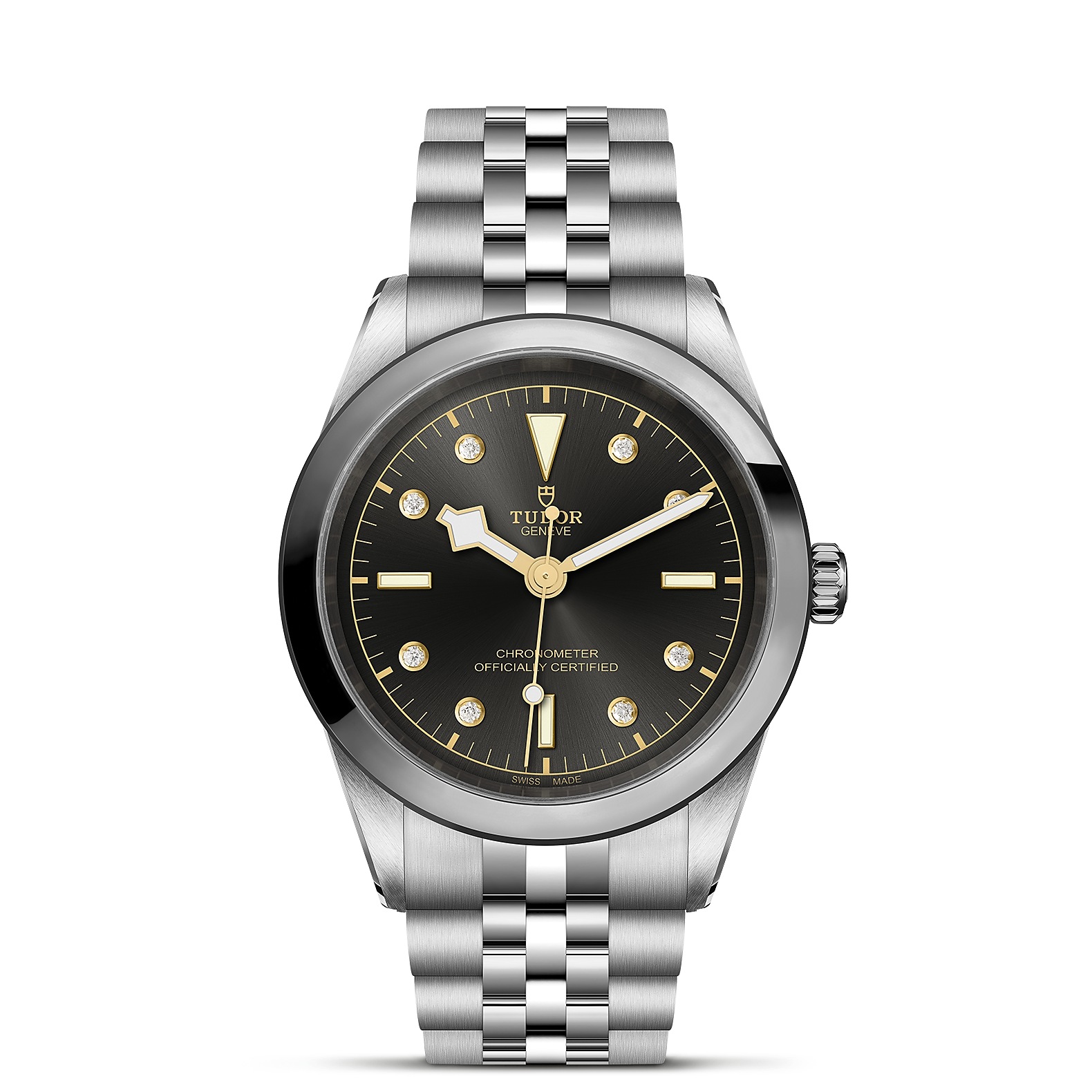 TUDOR Black Bay 41 Boîtier en acier 41 mm Bracelet en acier Cadran Anthracite avec 8 diamants