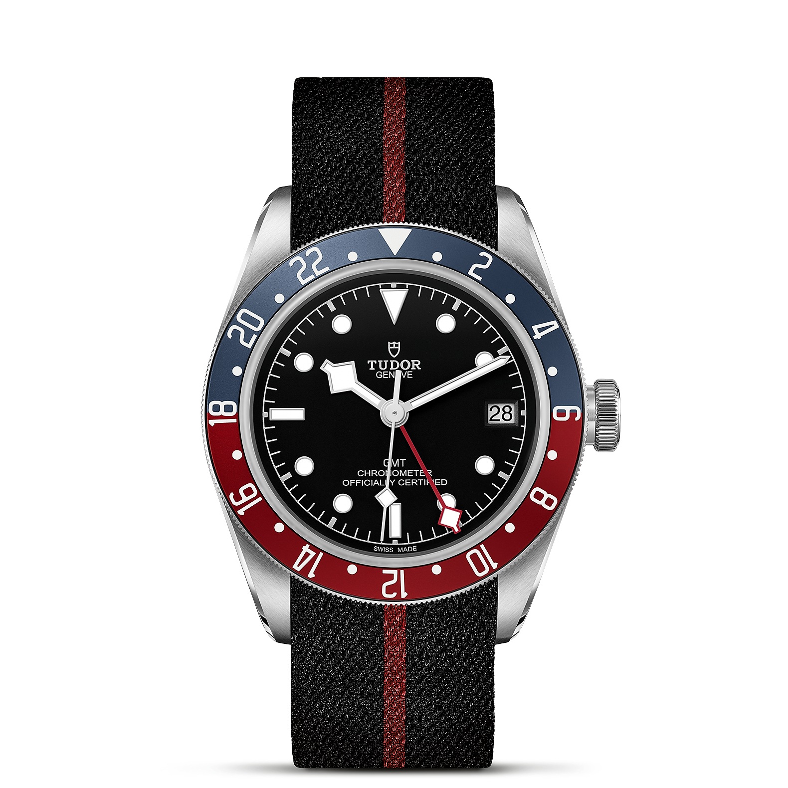 TUDOR Black Bay GMT Boîtier en acier 41 mm Bracelet en tissu Cadran Noir