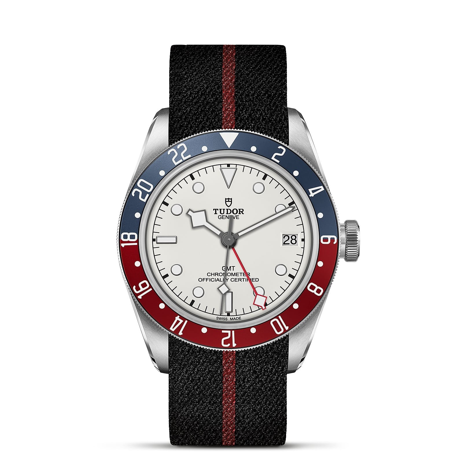 TUDOR Black Bay GMT Boîtier en acier 41 mm Bracelet en tissu Cadran opalin