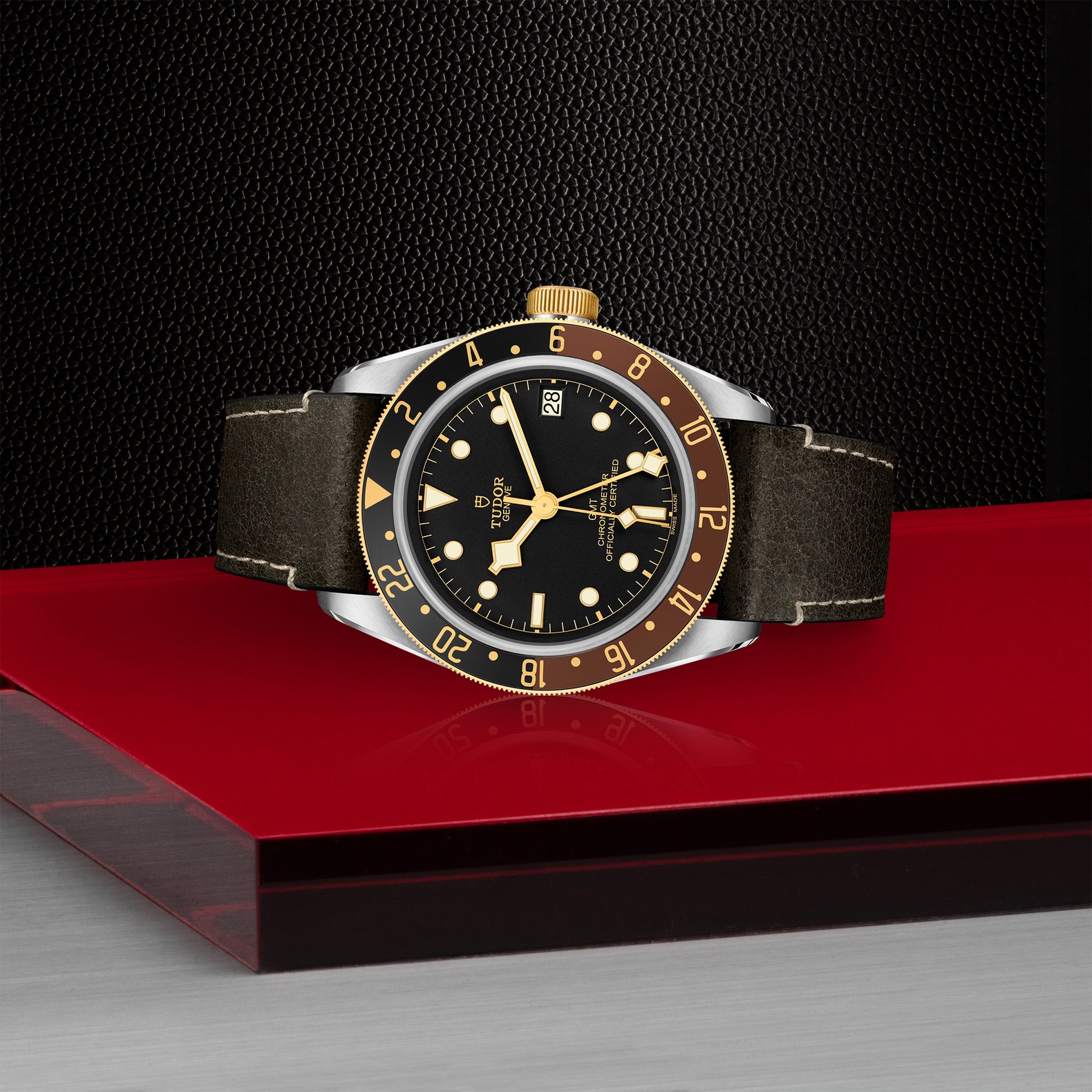TUDOR Black Bay GMT S&G Boîtier en acier 41 mm Cadran Noir Bracelet en cuir brun – Image 3