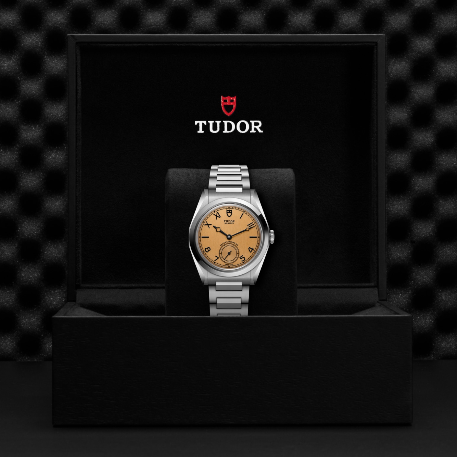 TUDOR Monarch Boîtier en acier 39 mm Bracelet facetté à deux mailles Cadran champagne sombre Lunette en acier – Image 2