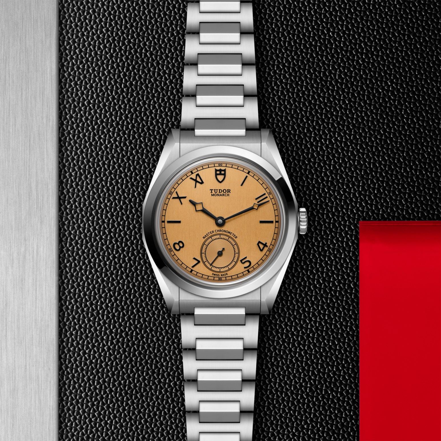 TUDOR Monarch Boîtier en acier 39 mm Bracelet facetté à deux mailles Cadran champagne sombre Lunette en acier – Image 4