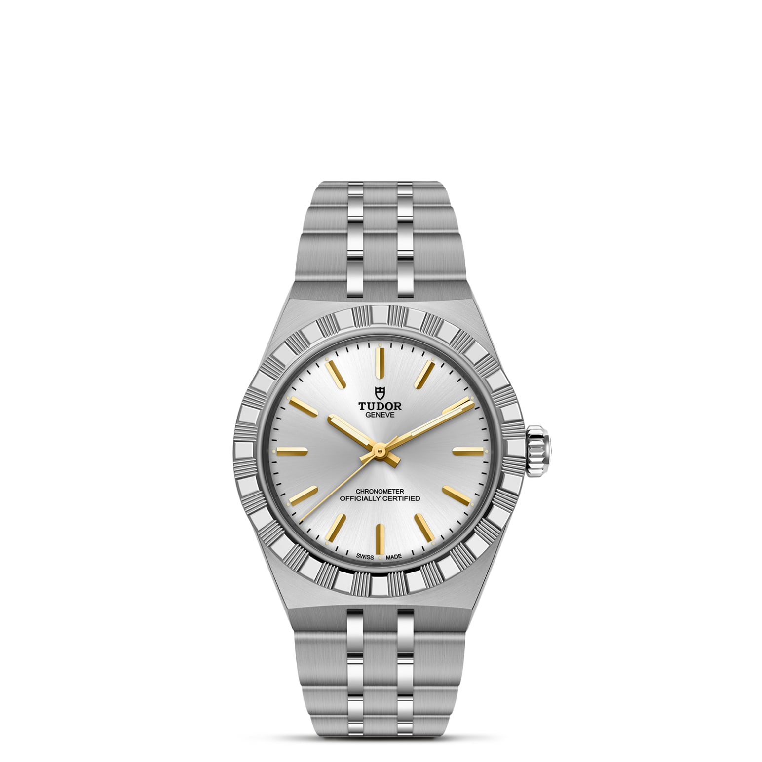 TUDOR Royal Boîtier en acier 30 mm Bracelet en acier Lunette en acier Cadran argenté