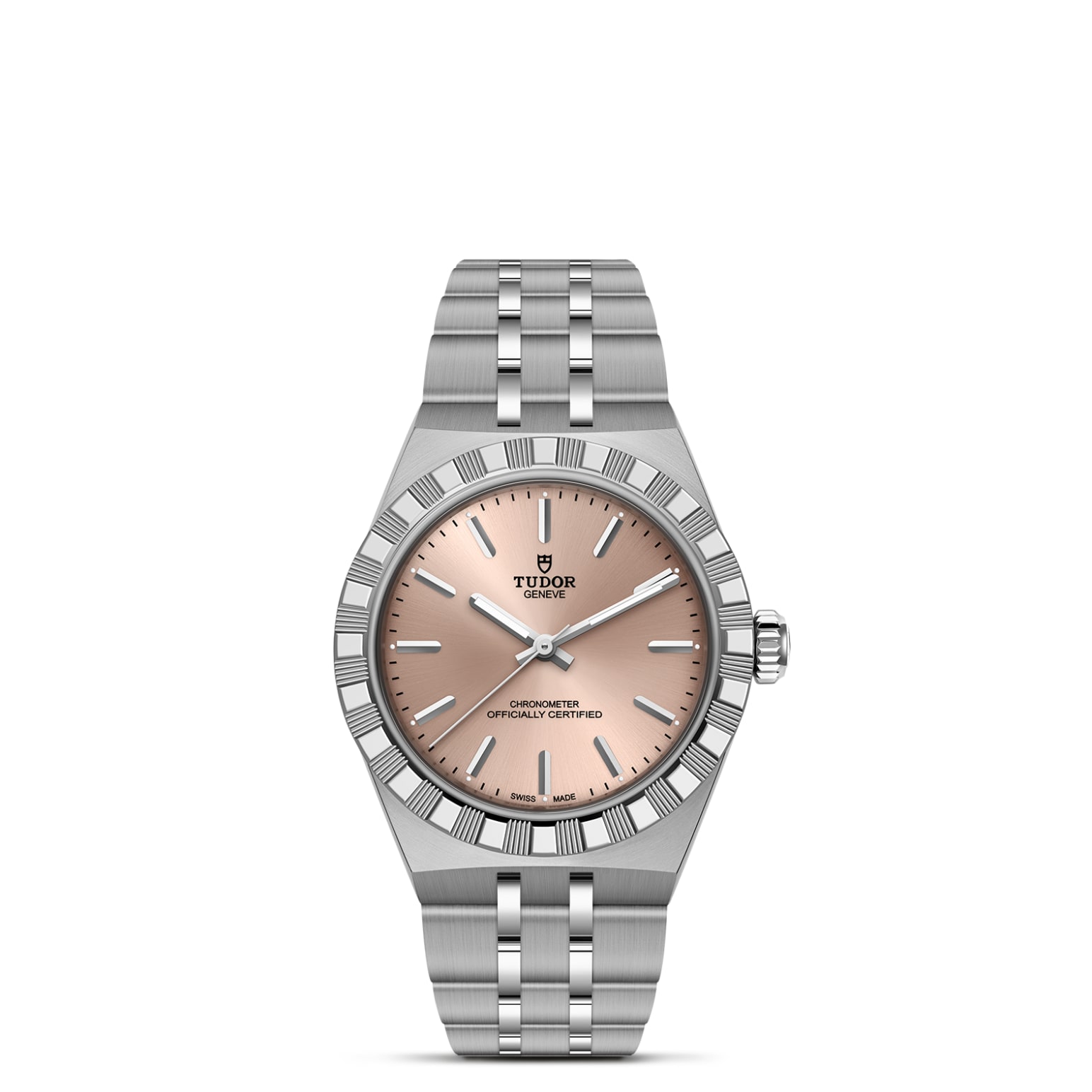 TUDOR Royal Boîtier en acier 30 mm Bracelet en acier Lunette en acier Cadran saumon