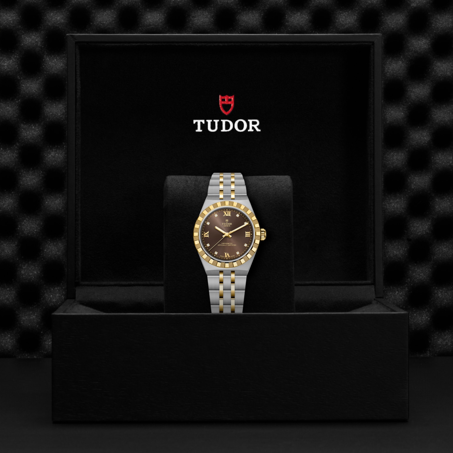 TUDOR Royal Boîtier en acier et or jaune 30 mm Bracelet en acier et or jaune Lunette en or jaune Cadran marron – Image 2