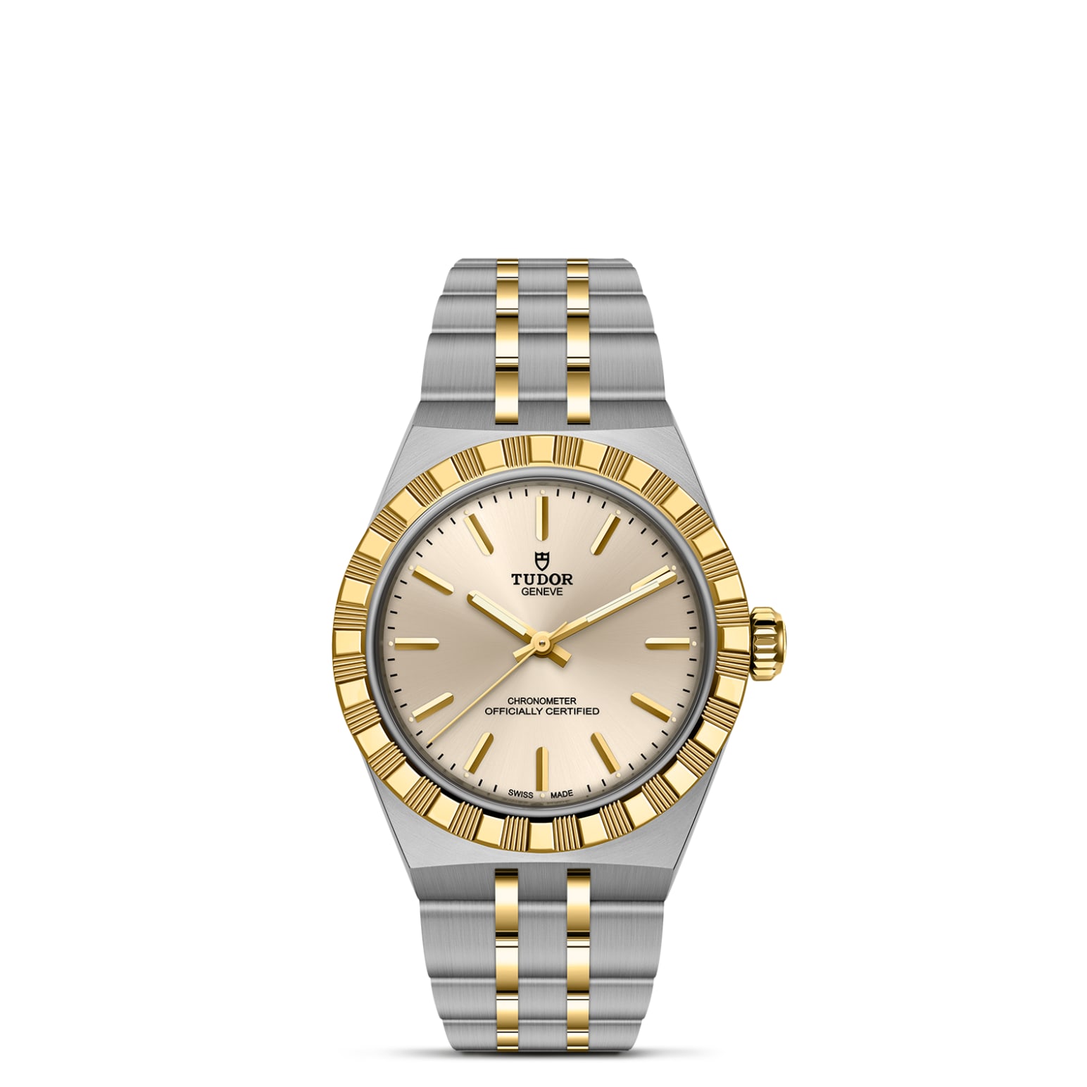 TUDOR Royal Boîtier en acier et or jaune 30 mm Bracelet en acier et or jaune Lunette en or jaune Cadran ivoire
