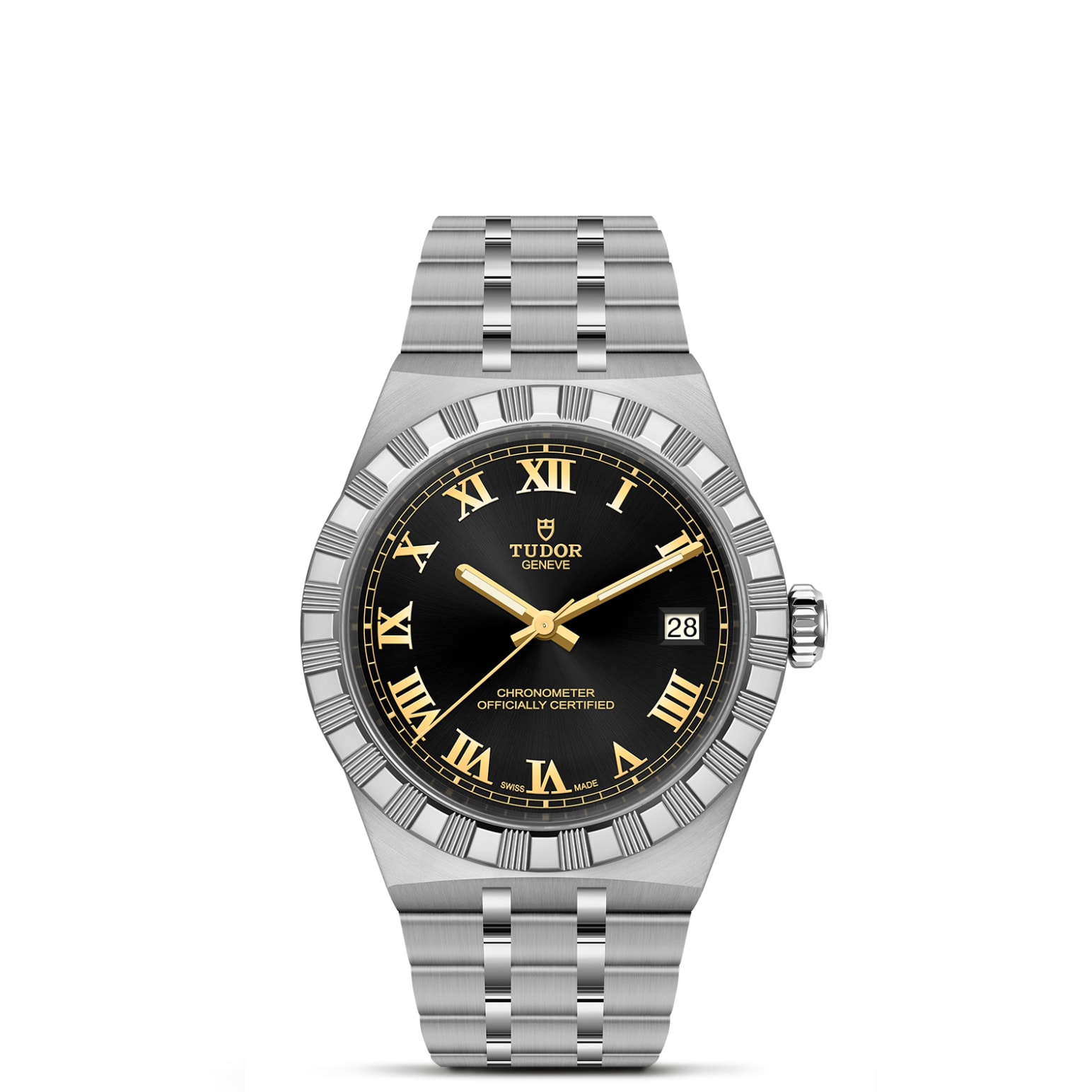 TUDOR Royal Boîtier en acier 36 mm Bracelet en acier Lunette en acier Cadran noir