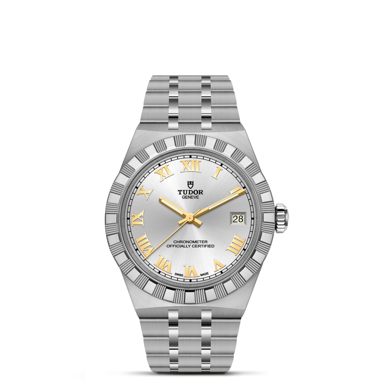 TUDOR Royal Boîtier en acier 36 mm Bracelet en acier Lunette en acier Cadran argenté