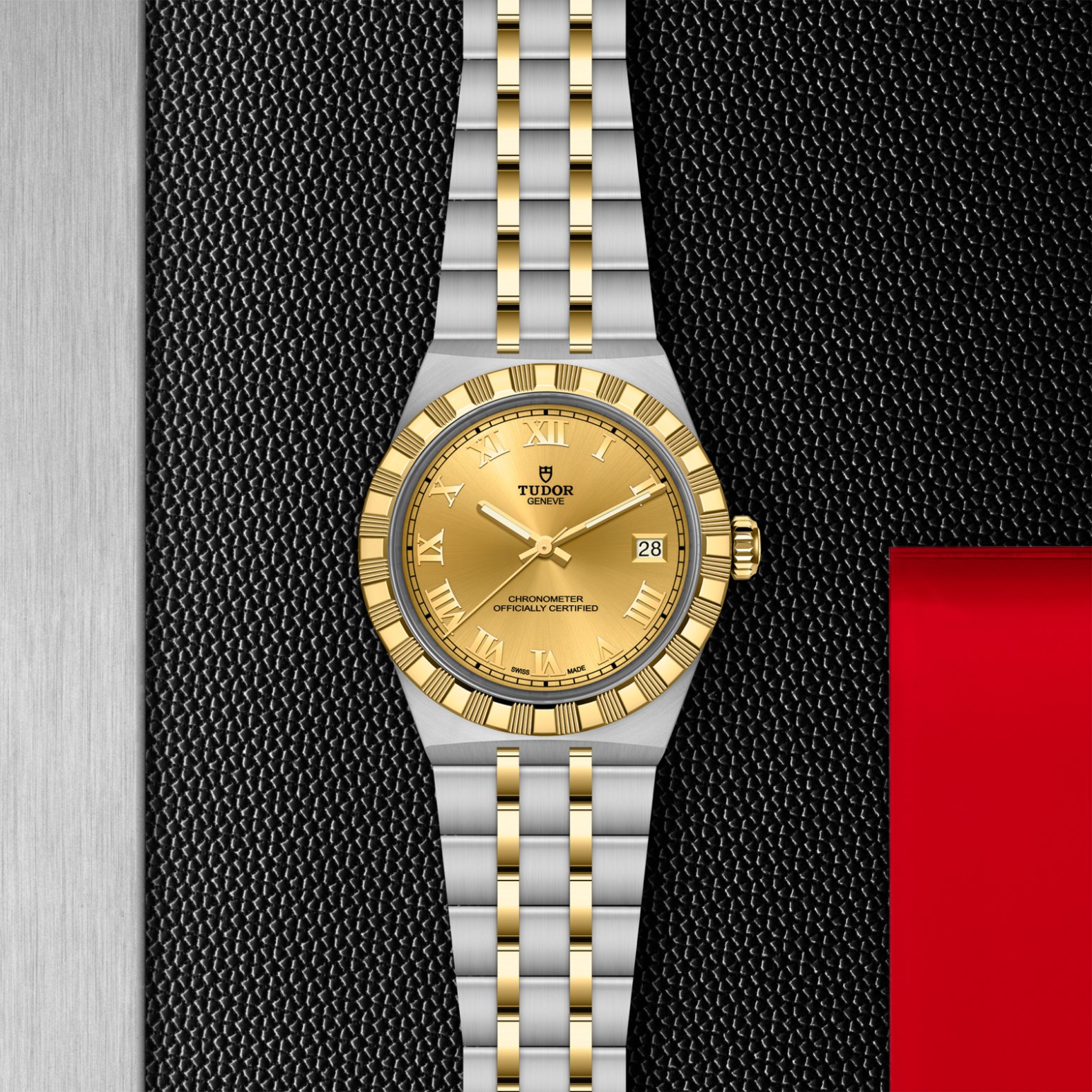 TUDOR Royal Boîtier en acier et or jaune 36 mm Bracelet en acier et or jaune Lunette en or jaune Cadran champagne – Image 3