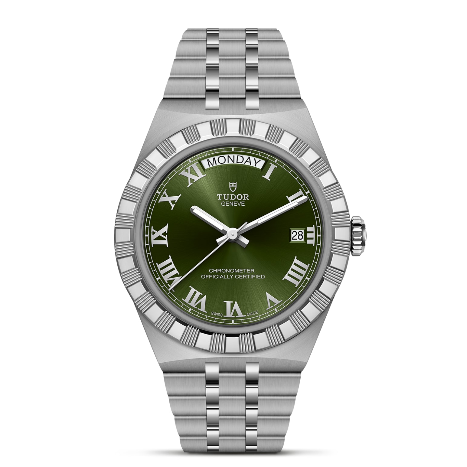 TUDOR Royal Boîtier en acier 40 mm Bracelet en acier Lunette acier Cadran vert