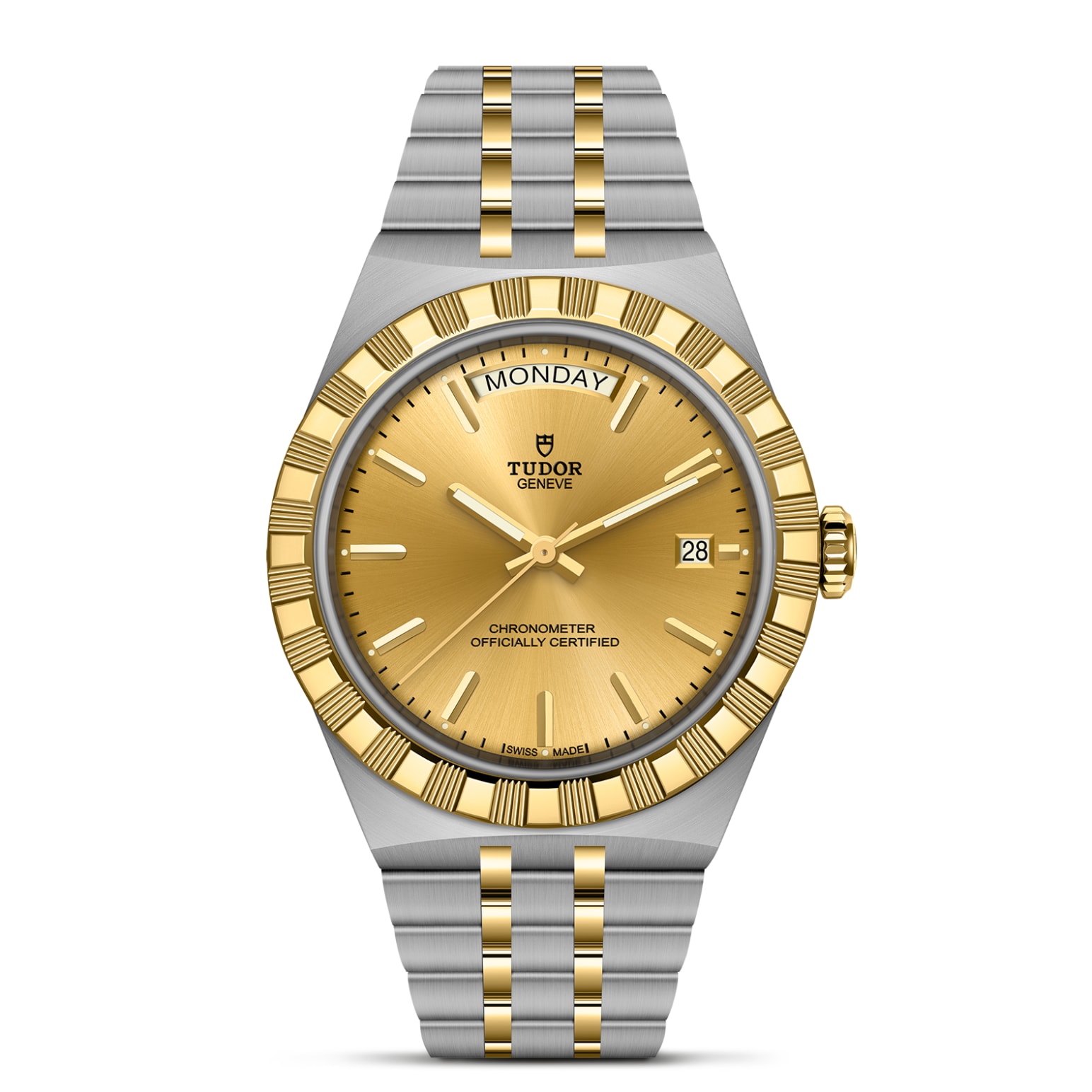TUDOR Royal Boîtier en acier et or jaune 40 mm Bracelet en acier et or jaune Lunette en or jaune Cadran champagne