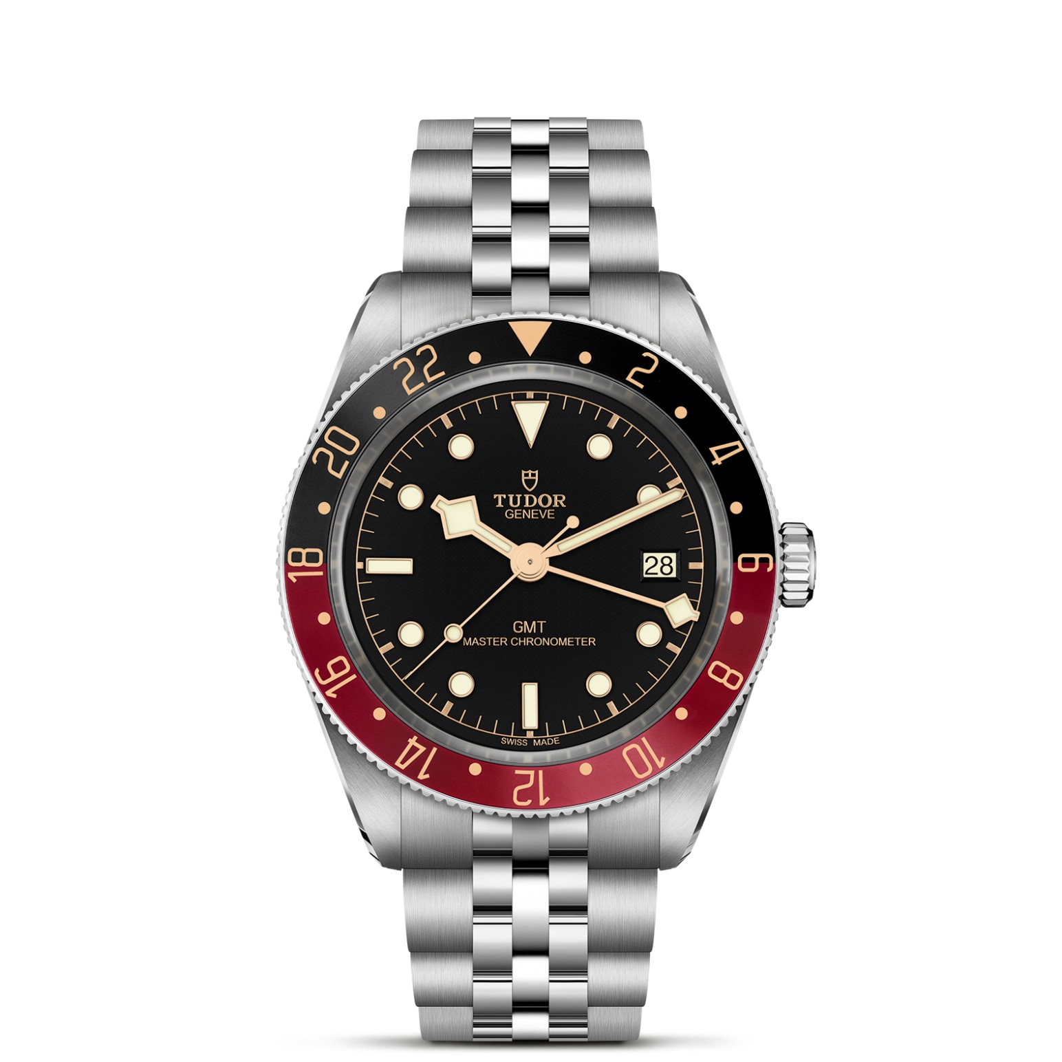 TUDOR Black Bay 58 GMT Boîtier en acier 39 mm Bracelet en acier à cinq mailles Cadran Noir Lunette noir et bordeaux