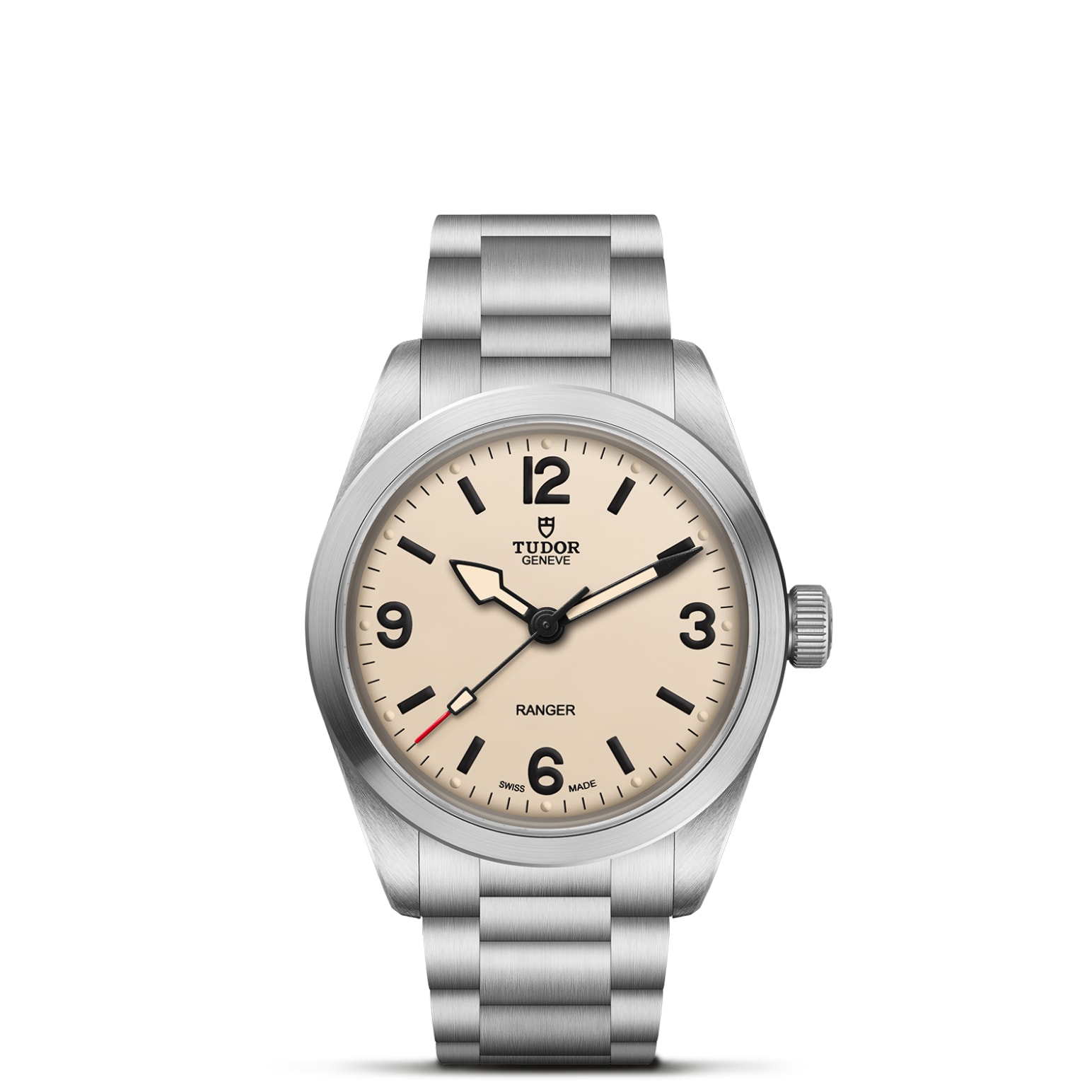TUDOR Ranger Boîtier en acier 36 mm Bracelet en acier à trois mailles Cadran bombé beige