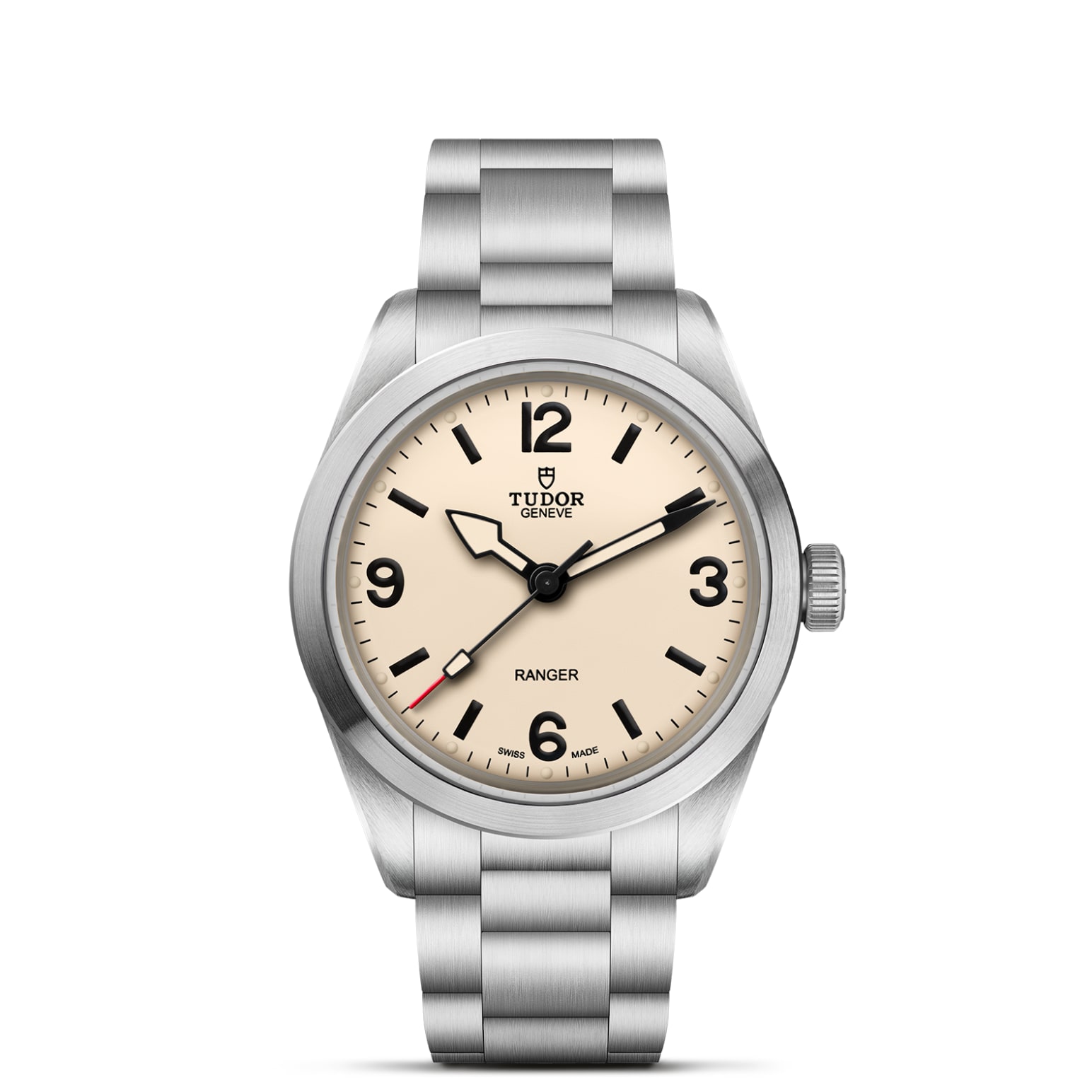 TUDOR Ranger Boîtier en acier 39 mm Bracelet en acier à trois mailles Cadran beige bombé