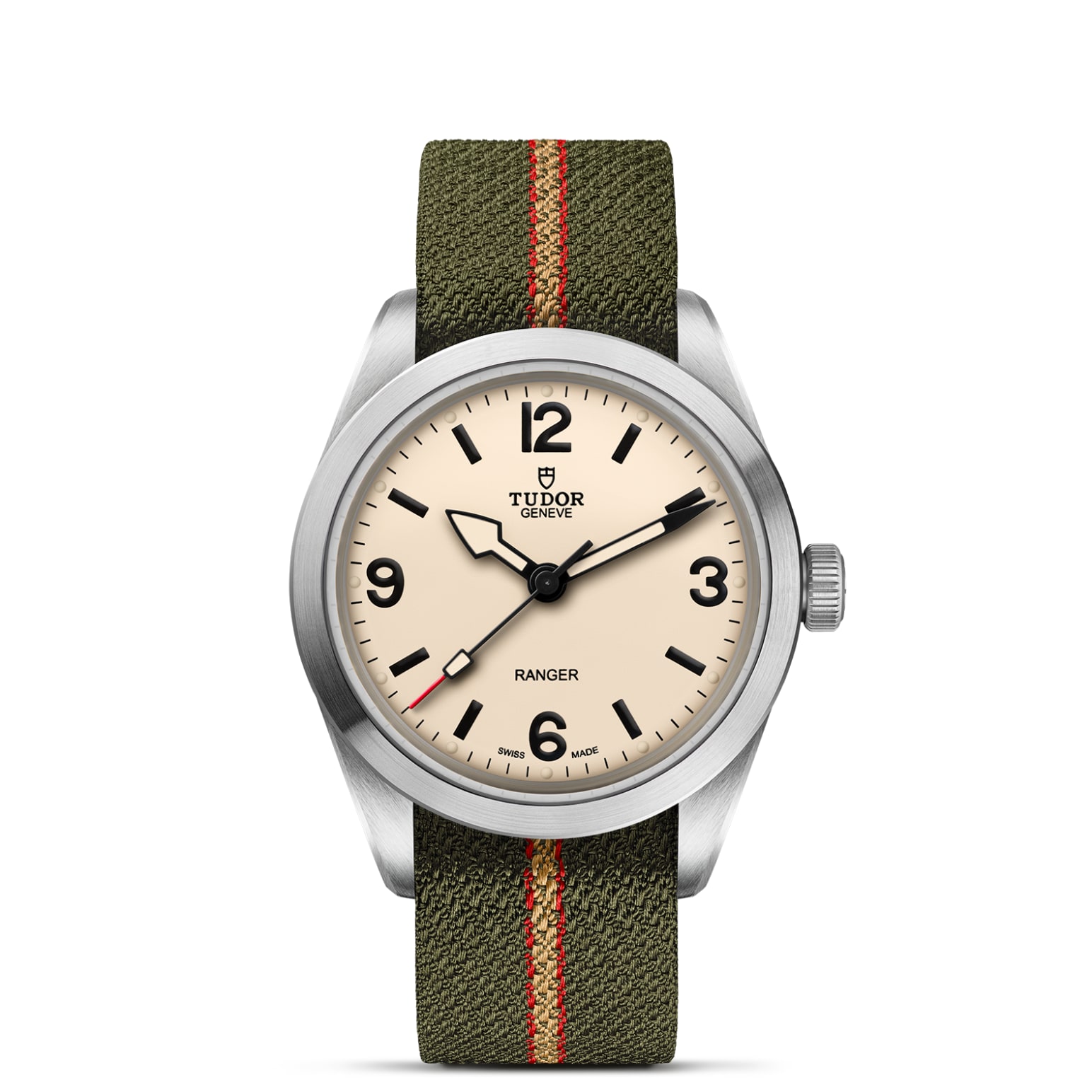 TUDOR Ranger Boîtier en acier 39 mm Bracelet en tissu Cadran beige bombé