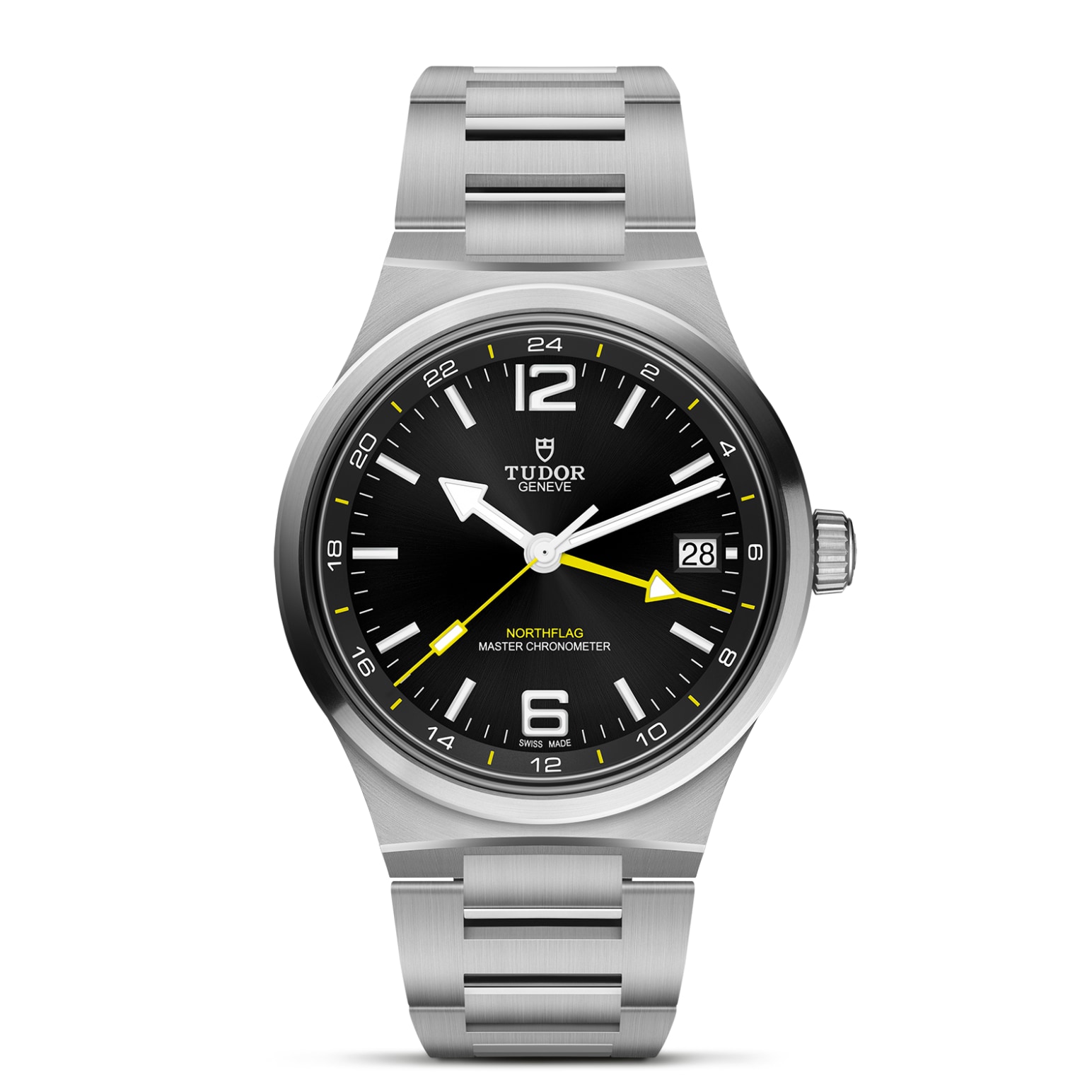 TUDOR Northflag Boîtier en acier 40 mm Bracelet intégré à deux mailles en acier Cadran noir